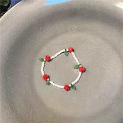 Colorful flower beaded crystal bracelet Sweet and cute girly style flower bracelet