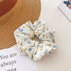 Small fresh fabric flower scrunchie Hair accessories Female ponytail high stretch large scrunchie 2023 new