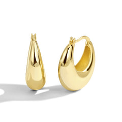 Stylish modern circular brass gold-plated earrings simple INS small chubby C-shaped buckle female