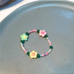 Korean new Dopamine flower smiley stone glass bracelet sweet ins wind love bracelet