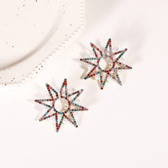 2023 new Korean octet star earrings full diamond temperament earrings design sense net red earrings female