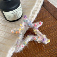 Autumn Winter Plush Star Hairpin Shark Clip High Ponytail Accessory