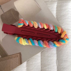 Rainbow Cute little shovel hair clip surfboard duck beak clip woolen yarn hair barrette