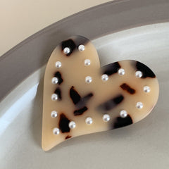 Korean Pearl Love Acetic Acid Duck Hair Clip Fringe Barrette