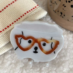 Cute glasses puppy claw clip medium size clip pan hair claw girl hair accessories childlike sweet headdress