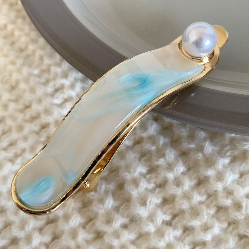 Elegant Acetate Pearl Duck Barrette Korea Marble Hair Clip