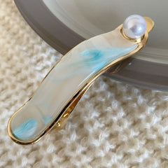 Elegant Acetate Pearl Duck Barrette Korea Marble Hair Clip