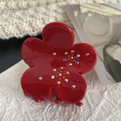Korean light luxury diamond grab five-leaf flower acetate hairpin small gentle sweet cute shark clip