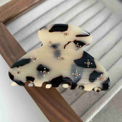 Acetic acid semicircle clip French vintage rhinestone hair claw temperament shark clip