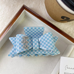 Rhinestone bow claw clip Heavy double butterfly hair clip Niche diamond-lettering shark clip female hair accessories