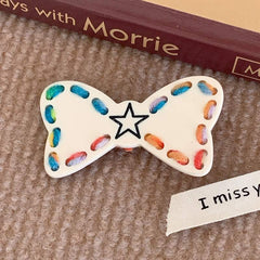 Sweet cool girl color hair clip hand knitted wool bow duck beak clip bow hair barrette accessories