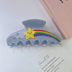 Five-pointed star painted rhinestone claw clip simple star acetic hair clip rainbow shark clip female hair accessories