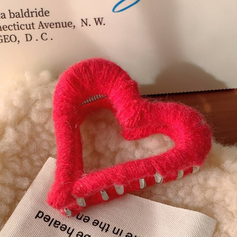 Autumn Winter Wool Love Hairpin Metal Shark Hair Claw Clip