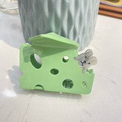 Jerry eats cheese acetic acid claw clip Cute cheese hair clip Cartoon mouse hair claw candy accessories