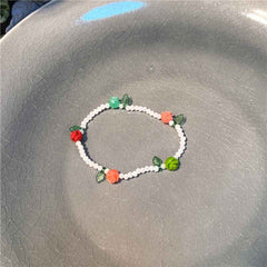 Colorful flower beaded crystal bracelet Sweet and cute girly style flower bracelet