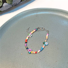 Korean new Dopamine flower smiley stone glass bracelet sweet ins wind love bracelet