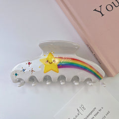 Five-pointed star painted rhinestone claw clip simple star acetic hair clip rainbow shark clip female hair accessories