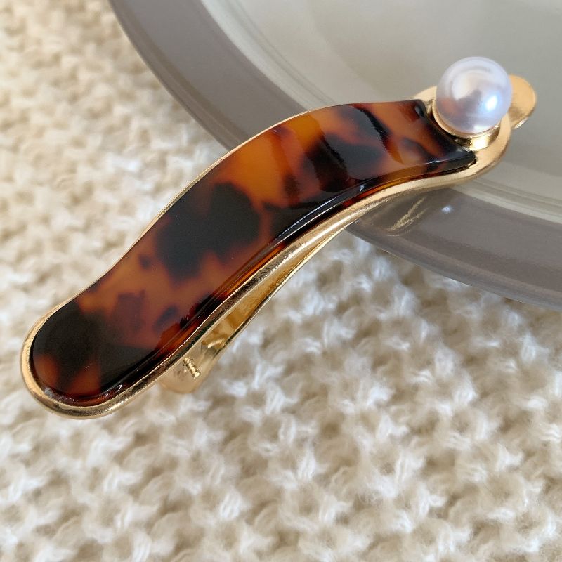 Elegant Acetate Pearl Duck Barrette Korea Marble Hair Clip