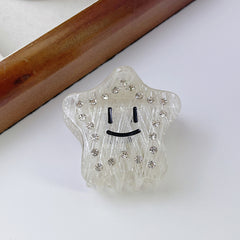 New five-pointed star acetic acid clip star smiley hair clip broken hair clip rhinestone shark clip women hair accessories