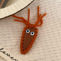 Funny turnip children's hair accessories simple cute hairpin handwoven wool side clip cartoon headdress new women