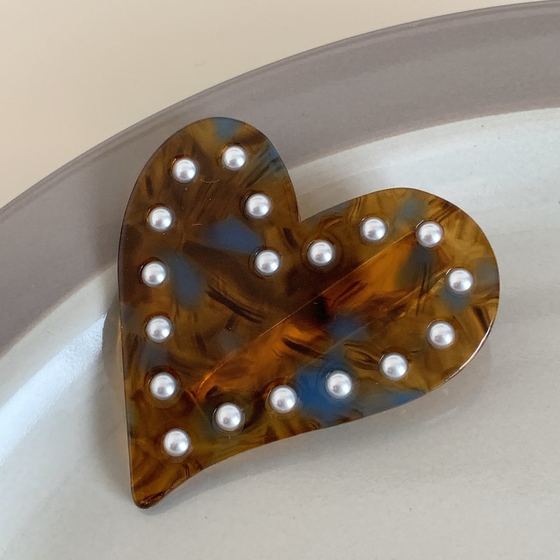 Korean Pearl Love Acetic Acid Duck Hair Clip Fringe Barrette