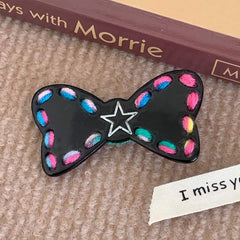 Sweet cool girl color hair clip hand knitted wool bow duck beak clip bow hair barrette accessories