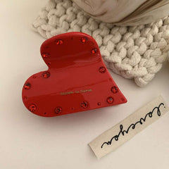 Korean acetic acid love crystal claw clip rhinestone super hair clip light luxury temperament French letter small shark clip