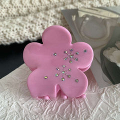 Korean light luxury diamond grab five-leaf flower acetate hairpin small gentle sweet cute shark clip