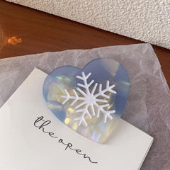 Snowflake Heart Acetate hair clip Side fringe clip Heart Duck clip Christmas hair clip New hair accessories