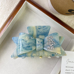 Rhinestone bow claw clip Heavy double butterfly hair clip Niche diamond-lettering shark clip female hair accessories