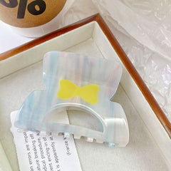 Korean bow hair clip cute acetic acid shark clip sweet gradient color girl claw clip hair accessories