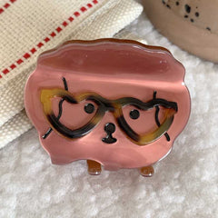 Cute glasses puppy claw clip medium size clip pan hair claw girl hair accessories childlike sweet headdress