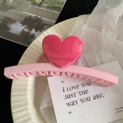 Colorful dopamine Heart claw clip women's large shark clip hair accessories