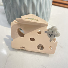 Jerry eats cheese acetic acid claw clip Cute cheese hair clip Cartoon mouse hair claw candy accessories