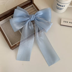 Sweet bow clip sen fairy Korean hairpin gauze ribbon fresh spring clip sweet hair accessories