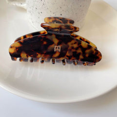 New Korean metal bobby pin Letter B acetate leopard claw clip Sweet large hair shark clip