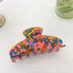 New Summer Clear Floral Acetate Clip Color large simple Dopamine Shark clip Jelly texture hairpin