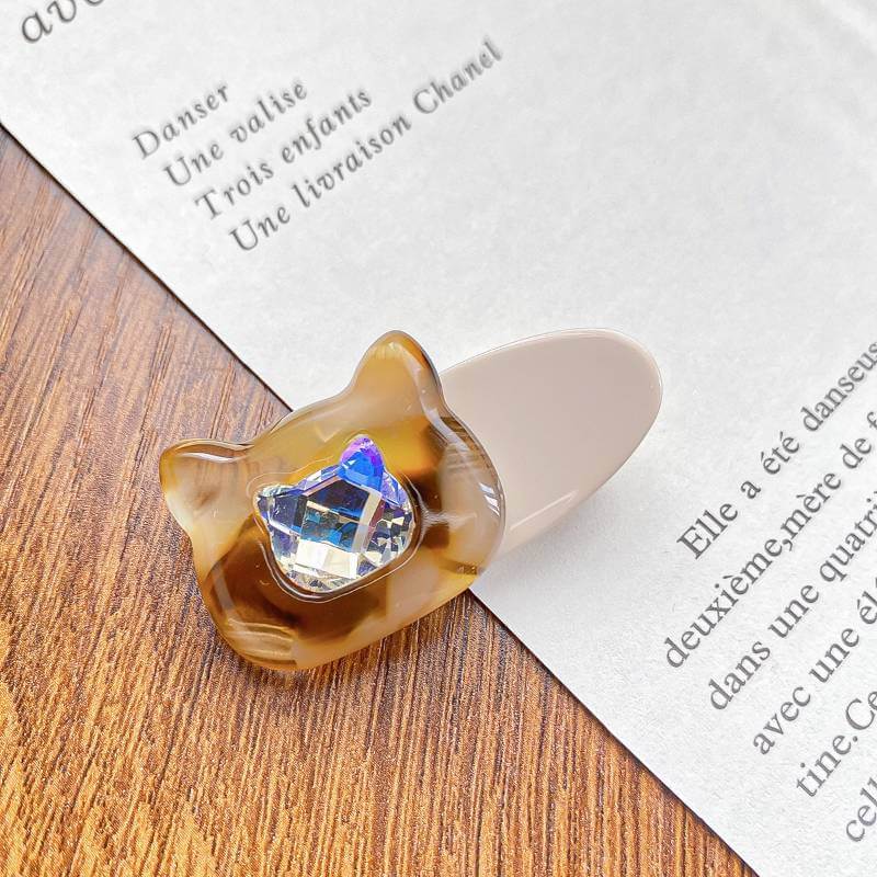 Cute Cartoon Cat Hairpin Acetate Rhinestone Duck Clip Accessory