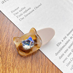 Cute Cartoon Cat Hairpin Acetate Rhinestone Duck Clip Accessory