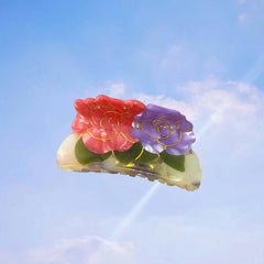 New Floral acetic acid clip vintage twin lotus Hair clip delicate flower hair claw clip accessories