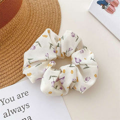 Small fresh fabric flower scrunchie Hair accessories Female ponytail high stretch large scrunchie 2023 new