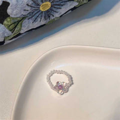 White pearl ring female niche design sense girlfriends index finger ring fashion personality all-match ring