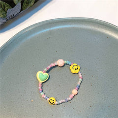Korean new Dopamine flower smiley stone glass bracelet sweet ins wind love bracelet
