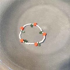 Colorful flower beaded crystal bracelet Sweet and cute girly style flower bracelet