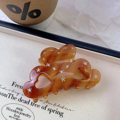 Niche design rhinestone claw clip love acetic acid hairpin back head hairpin shark clip acetate women hair accessories