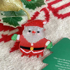 New Christmas Acrylic Glitter hair clips Red Santa hair accessories Cute Snow shark clip Accessories