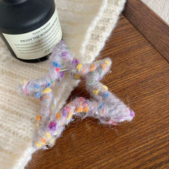 Autumn Winter Plush Star Hairpin Shark Clip High Ponytail Accessory