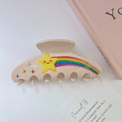 Five-pointed star painted rhinestone claw clip simple star acetic hair clip rainbow shark clip female hair accessories
