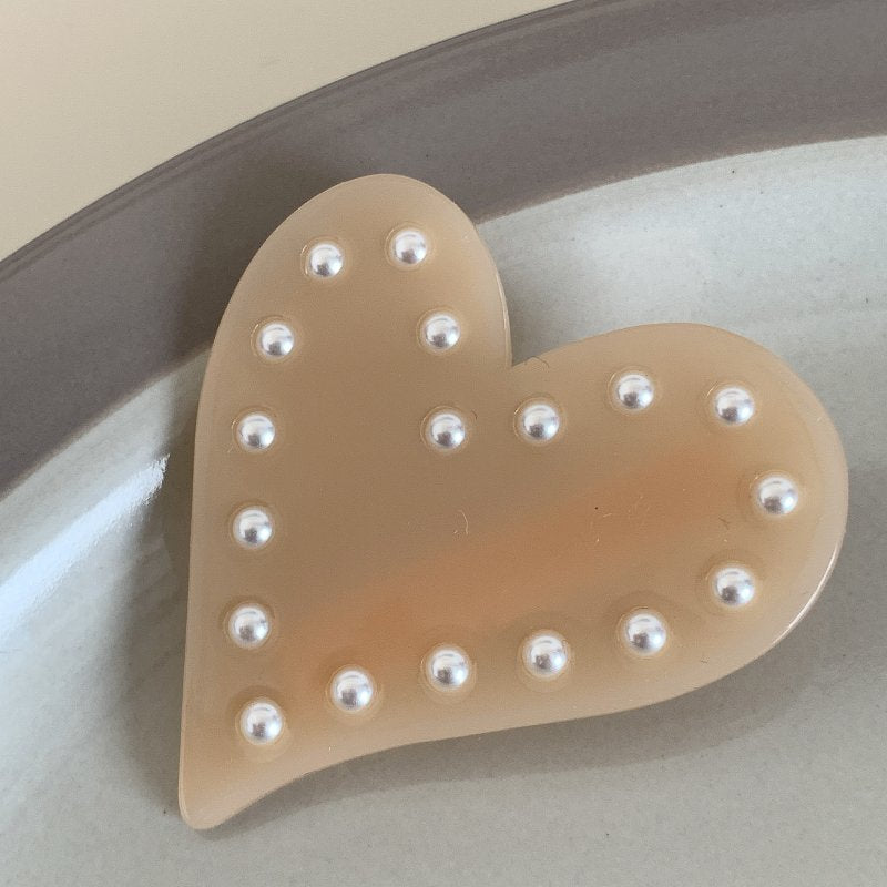 Korean Pearl Love Acetic Acid Duck Hair Clip Fringe Barrette