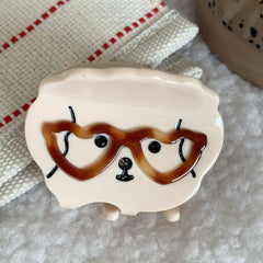 Cute glasses puppy claw clip medium size clip pan hair claw girl hair accessories childlike sweet headdress